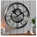 CLXEAST 21 Inch Modern Moving Gears Wall Clock for Living Room Decor,Industrial Steampunk Clocks for Farmhouse Home Decor,Roman Numerals,Gunmetal Nickel Finish