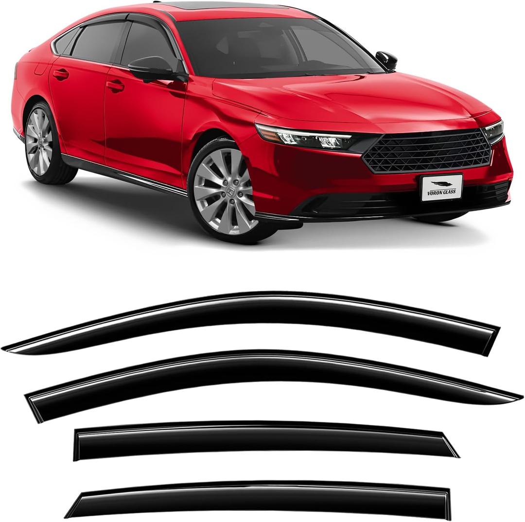 Tape-on Extra Durable Rain Guards for Honda Accord 2023-2025, Window Deflectors, Vent Window Visors, 4 Pieces - 100546 (For Accord 23-25)