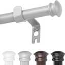 Silver Curtain Rods for Windows 30 to 60 Inches with Brackets, Decorative 5/8 Inch Diameter Single Window Curtain Rod Set for Room Divider, Bedroom, Living room, Kitchen, Bathroom