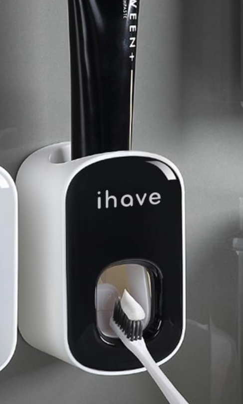 iHave Toothpaste Dispenser Wall Mount for Bathroom Automatic Toothpaste Squeezer (Black)