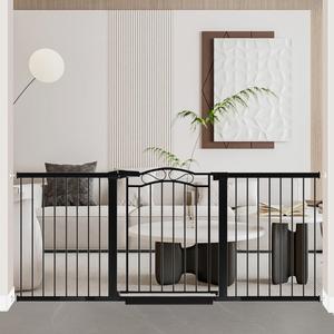 Fairy Baby 70.9"-76.3" Extra Wide Baby Gate for Stairs Doorways, Pressure Mount Pet Gate Auto Close Safety Child Gate, Long Large Dog Gate Indoor for House, 71 72 73 74 75 76 Inches Wide, Black