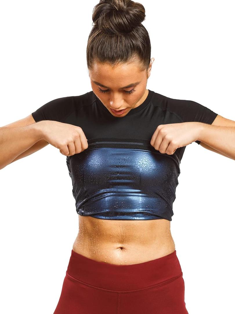 Sweat Shaper Women's Athletic Tee, Short Sleeve High-Performance Compression T-Shirt, Performance Baselayer Workout Shirt (XX-Large, Black)