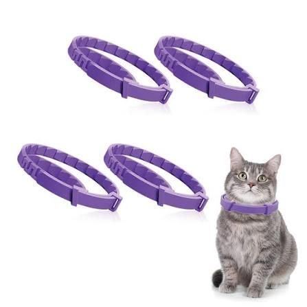 Cat Calming Collar, Pheromone Anti-Anxiety Treatment, Water Resistant, 4 Pack (Purple)