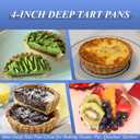 4 Pack Deep Tart Pans with Removable Bottom, 4-Inch Nonstick Quiche Pan with Silicone Basting Pastry Brush for Baking Treats, Pie, Quiches, Tartlets
