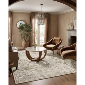 Washable Area Rugs for Living Room: 5x7 Bedroom Area Rugs Boho Vintage Rugs Stain Resistant Non Slip Low Pile Soft Lightweight Carpet for Kitchen Dining Room Farmhouse Nursery Kids Room Home Office (Brown and Cream)