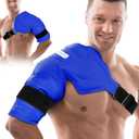 Comfytemp Shoulder Ice Pack Wrap Rotator Cuff Therapy, Gel Ice Packs for Injuries Reusable, Hot Cold Compress Shoulder Brace for Pain Relief, Recovery Items (Large/X-Large), Dark Blue