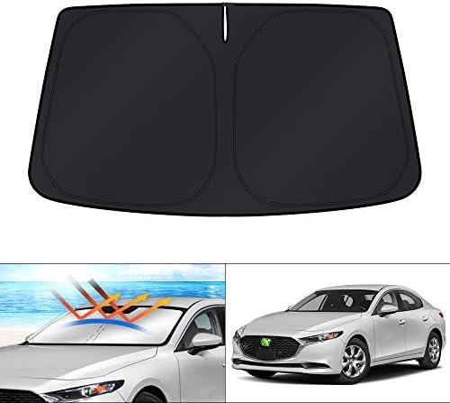 KUST Windshield Sun Shade Custom Fit for Mazda 3 Accessories 2019-2025 2026 Mazda3 Hatchback/Sedan Window Shade Cover Sun Visor Foldable Blocks UV Rays Keep Your Car Cooler