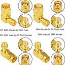 4PCS SMA RPSMA 90 Degree Adapter Kit SMA to RPSMA Right Angle Connector Elbow RF Coax Connector Low Loss for 3G 4G LTE Antenna/FPV Drone-Gold Plated