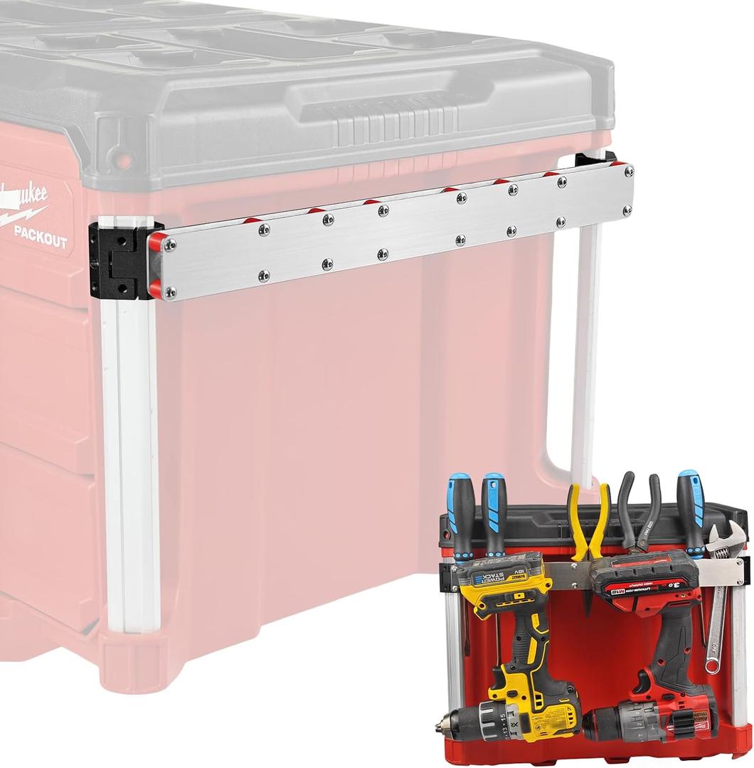Power Drill Holder Fits for Milwaukee Packout Toolbox,Tape Measure Tool holder,Hanging Screwdrivers, Wrenches on The Side for Packout Toolbox Organizer