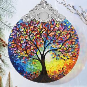 Jocidea Christmas Ornaments - Stained Glass Tree of Life - Multicolor Handcrafted Hanging Ornament for Christmas Tree - Gifts for Family, Friends, Couple - Gifts Exchange
