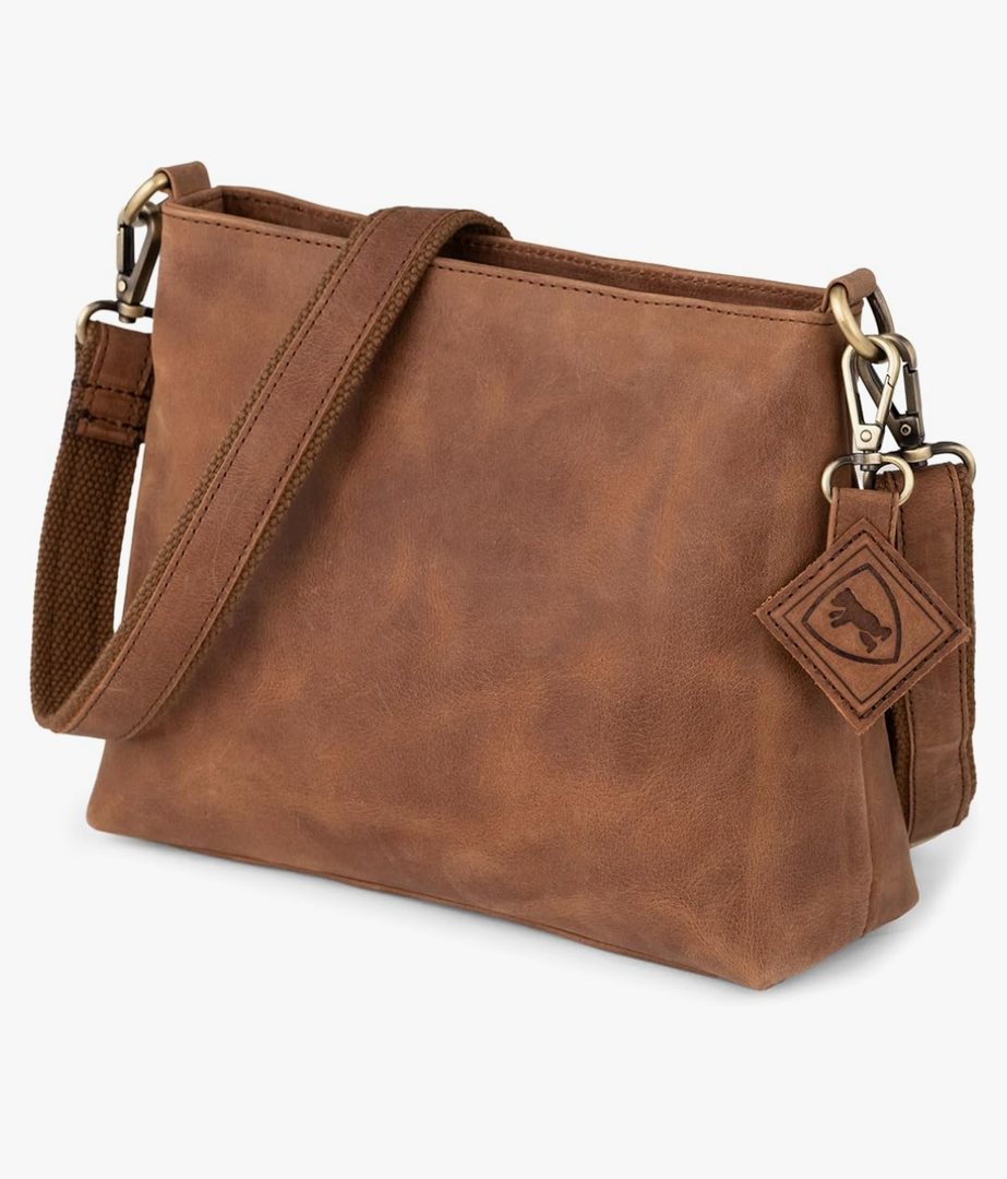 BERLINER BAGS Vintage Genuine Leather Shoulder Bag Marbella S, Small Crossbody Purse for Women