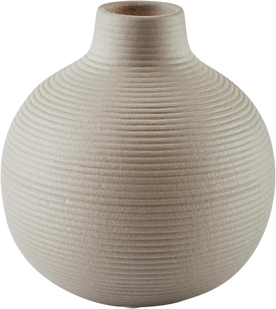Ceramic Flower Vase,Minimalist Modern Home Decoration,Small-Mouthed Matte Vase for Decor,Table,Shelf Bookshelf Decorative,Mantel,Entryway Decor and Centerpieces (Beige)
