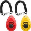 Diyife Dog Clicker for Training, 2 Pack Dog Training Clicker, Clicker Dog Training with Wrist Strap, Pet Training Clicker, Perfect for Dog Cat Puppies Behavioral Training (Red and Yellow)