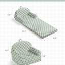 Blissful Diary Foldable Toddler Couch, 2-in-1 Comfy Toddler Chair & Lounger for Reading, Playroom, Kids Couch Sofa for Girls Boys Birthday Gift, Sage Checkered