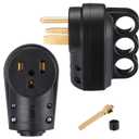 2 Pcs 50amp Female Welder 6-50p Plug & 6-50r Receptacle RV Electrical Campers 3 Prong 125/250V Universal Plug and Receptacle with Easy Unplug Design , ETL Listed (Black)