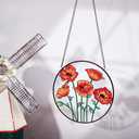 PLIGREAT Suncatchers Poppy Flowers Acrylic Glass Sun Catcher Summer Patio Garden Hanging Tree Ornaments for Bedroom Living Room Window Decoration Wall Art Decor Housewarming Memorial Gifts