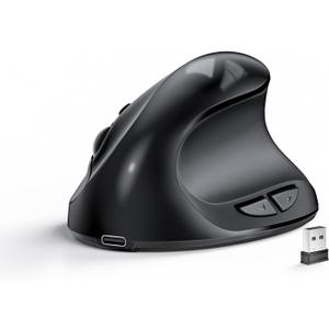 Lekvey Ergonomic Mouse, Vertical Wireless Mouse for Small/Medium Hands, Rechargeable with USB Receiver, 3 DPI for Comfort, Relieves Wrist Pain, Carpal Tunnel Mouse for Laptop, PC, Computer, Mac, Black