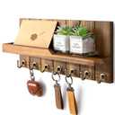 Rebee Vision Key Holder Wall Mount for Home Decor - Key Holder for Wall with Floating Shelf for Hanging Coats & Hats - to Elevate Farmhouse Decor (Acacia Wood, 3.54''×15''×7.28'')