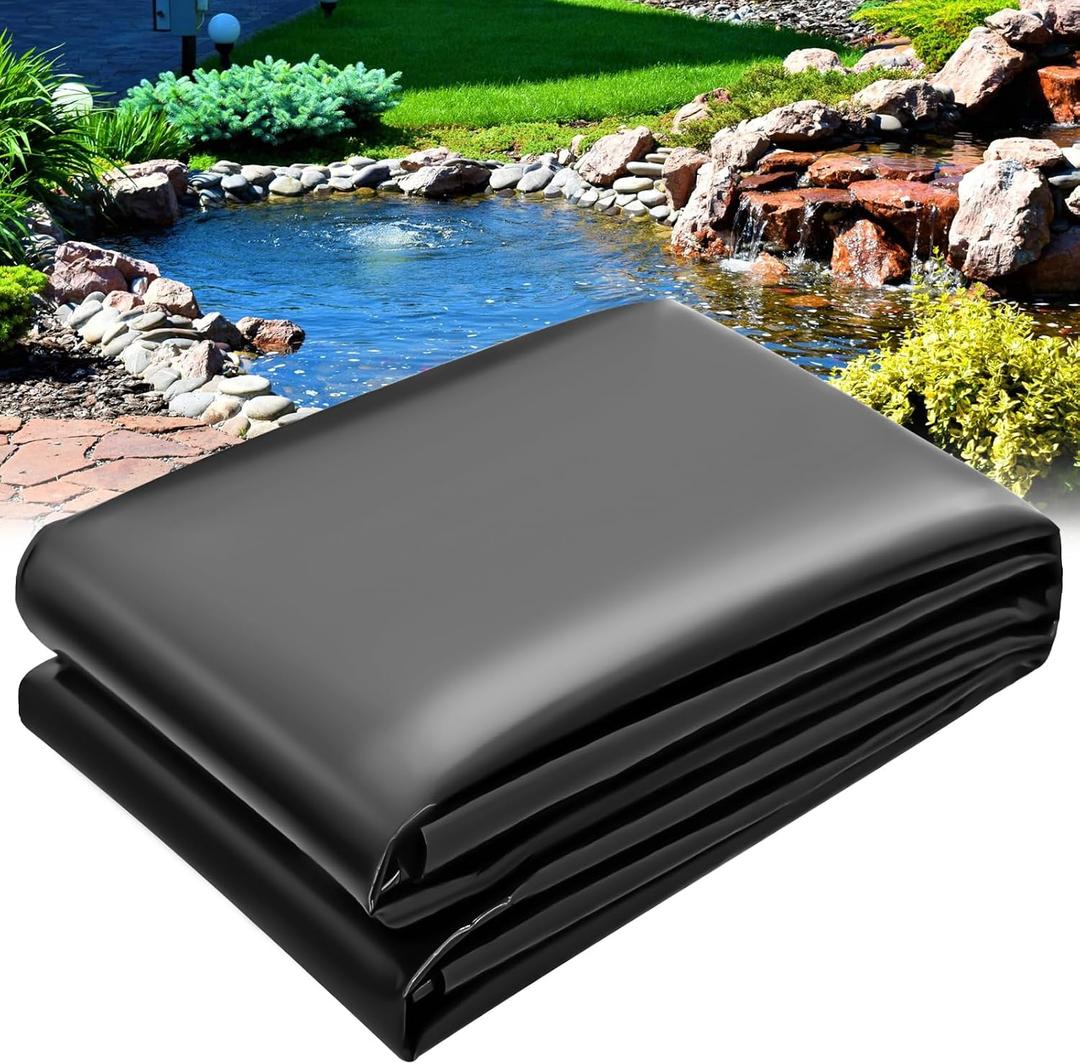 Pond Liner 14 x 14 FT, HDPE Pond Liners for Outdoor, Flexible & Durable Easy Cutting Pond Liners for Garden Fountain, Koi Fish Ponds, Waterfall