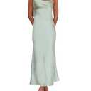 2026 Satin One Shoulder Maxi Dress for Women Summer Silk Formal Elegant Backless Ruffle Sleeveless Wedding Guest Dresses size S