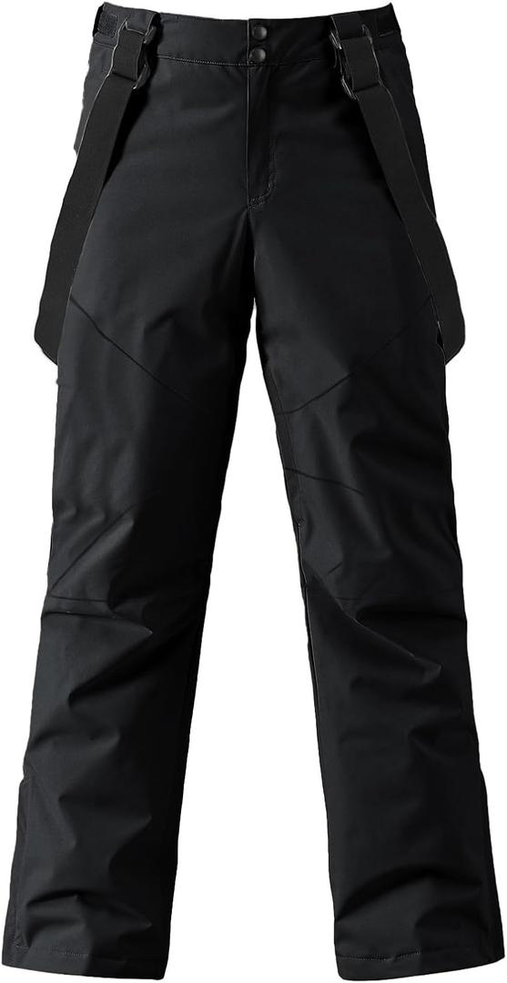 YEEFINE Men's Waterproof Snow Ski Pants Insulated Warm Winter Outdoor Snowboard Bibs with Suspenders (X-Large, Black)