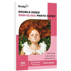 Koala Thin Double Sided Semi-Gloss Photo Paper 8.5X14 Inch Legal Size 100 Sheets 32LB for Inkjet and Laser Printer for Menu Flyer Print