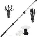 12FT Light Bulb Changer for High Ceilings and Recessed Lights, Light Bulb Pole Changer for High Ceilings, Light Bulb Changer with Baskets and Suction Cup for Household (3-12FT Assembled type, Black)