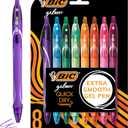 BIC RGLCGAP81AST Gel-ocity Quick Dry Retractable Gel Pen, 0.7mm, Assorted Ink/Barrel, 8/Pack