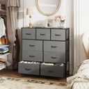 WLIVE Tall Dresser for Bedroom, 9 Drawer Chest of Drawers, Dark Grey