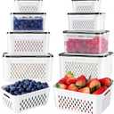 Freshmage Fruit Storage Containers for Fridge with Removable Colander, Airtight Food Storage Container, Dishwasher Safe Produce Saver for Refrigerator, Keep Berry Fruit Fresh Longer 8 pcs Small Clear