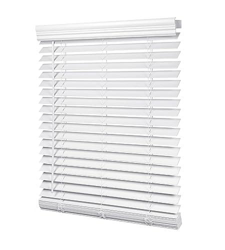 LazBlinds 2-inch Cordless Faux Wood Blinds with Royal Valance, Room Darkening Horizontal Window Blinds, Inside Mount Blinds for Windows - Fit for Window 70.625" W x 48" H - White