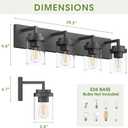 Bathroom Vanity Light, 4 Light Matte Black Vanity Light with Clear Glass Shade, 30in Farmhouse Vanity Light, Bathroom Lighting Fixtures Over Mirror for Bathroom