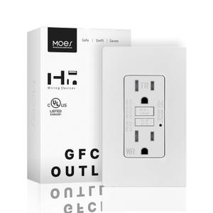 MOES GFCI Outlet 15 Amp, Self-Test GFCI Electrical Outlet with Weather & Tamper Resistant Receptacle, Screwless Wall Plate, LED Indicator, Outdoor or Indoor Use, UL Listed, Matte White,1Pack