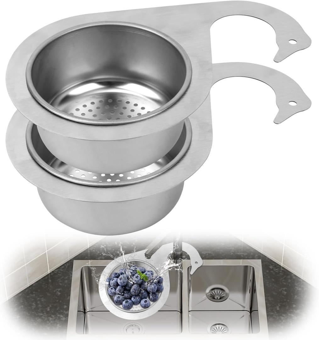 2pcs Swan Drain Basket, Stainless Steel Sink Strainer Multi-Functional Quick Drain Kitchen Filter for Fruits Vegetables, Faucet Hanging(Small)
