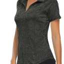 LURANEE Womens Golf Shirt Short Sleeve Moisture Wicking Athletic Shirts | Quick-dry,Breathable,Quarter Zip Pullover,Raglan Short Sleeves,Curved Hemline,Flattering Fit,Ideal for Golf,Hiking,Workout (3X-Large, Dark Grey)