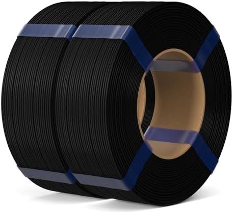 ELEGOO PLA Basic Refill Filament 1.75mm Black 1KG, 3D Printer Filament No Spool Dimensional Accuracy +/- 0.02mm, 3D Printing PLA for Reusable Spool Refilling