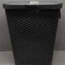 Mind Reader Slim Laundry Hamper with Lid, 40L Clothes Basket, Premium Wicker Design, Plastic, Gray (Single)