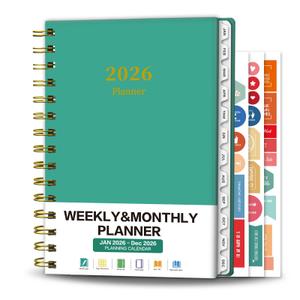 4 x Ymumuda Academic Planner 2026, Daily Weekly and Monthly Calendar Planner (Jan. 2026-Dec. 2026),8.4"6.3", Hardcover Notebook Teacher Supplies, Premium Thick Paper, Planners for School Work Office