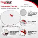 BasicGear Cast Net | 3ft-12ft Radius, 3/8 or 1/4 inch Mesh for Freshwater and Saltwater Bait Fish| Professional Grade and Upgraded Material | Throw Style