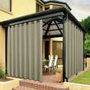 BONZER Extra Wide Waterproof Outdoor Curtains for Patio Heavy Privacy Light Filtering Grommet Outside Curtains for Porch, Pergola, Gazebo, 1 Panel, 150W x 95L inch, Taupe