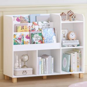 Spirich Kids Bookshelf and Toy Storage, Child Cube Organizer Bookcase Shelf, 13.9 inches x 40.2 inches x 5.3 inches