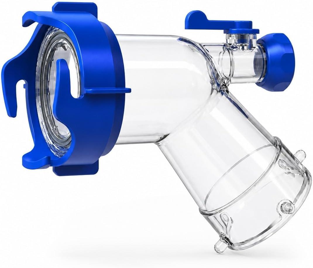 RV Tank Rinser, Clear 45 Degree RV Sewer Hose Adapter with Shut-Off Valve, Reverse Flush Adapter for RV Black Water Tank, Leak-Resistant Bayonet Fitting for Standard 3-Inch RV Sewer Outlets