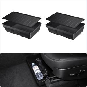 BASENOR 2Pack Tesla Model Y Under Seat Storage Box, Waterproof Hidden Storage Underseat Organizer with Lid Cover Tray for 2020-2024 Model Y Accessories
