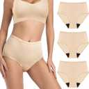 Washable Incontinence Panties for Women Bladder Leak Proof Underwear Light Absorbent Protection Cotton Brief 3 Pack (Beige L)