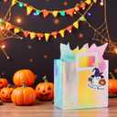 3 x VUOJUR 8.3'' Holographic Small Halloween Trick or Treat Bag for Girls Her with Tissue Paper and Little Ghost Gift Tag (1 Count (Pack of 1))
