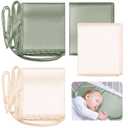 Hosuly 2 Pcs Satin Bassinet Sheet Baby Hair Soft Silk Feeling Sheet Baby Bassinet for Rectangle Cradle Pad Mattress Boys Girls Newborn Infant(Green and White)