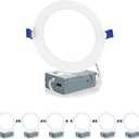 Meconard 6 Pack 6 Inch LED Recessed Ceiling Light, 2700K/3000K/3500K/4000K/5000K Selectable, Dimmable 12W=110W, 1050LM, IC Rated Can-Killer Downlights with Junction Box, ETL and Energy Star Listed