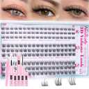 Natural Lash Clusters Kit Short 8-12MM Eyelash Clusters Wispy Cluster Eyelash Extensions Lash Extension Kit C-Curly Cluster Lashes Long-lasting Effect by Newcally