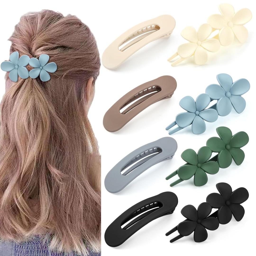 ProSuites 8 PCS Flat Hair Clips, 2 Styles French Claw Clips for Women Girls Thin Hair (Multi-colored)
