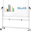 Amazon.com : VIZ-PRO Double-Sided Mobile Whiteboard, 96 x 48 Inches, Magnetic Rolling Dry Erase White Board on Wheels with Aluminium Frame and Stand 8' x 4' : Office Products